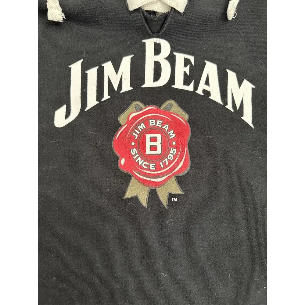 Jim Beam Sweatshirt Womens XL Black Hoodie Laces Whiskey Rocket Metal Biker - Picture 6 of 10
